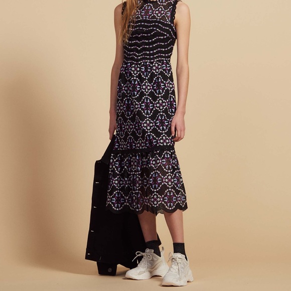 Sandro Inaya Guipure Embroidered Lace Midi dress. In the size 36 - Picture 6 of 6